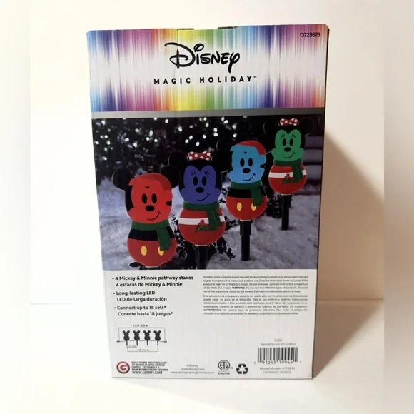 Disney Magic Holiday Mickey & Minnie Multi-color LED Pathway Lights - Picture 2 of 2